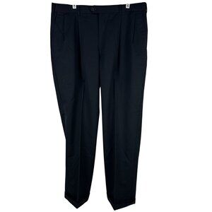 Stafford Super 100s Mens Dress Pants Size 38W 32L Worsted Wool Black